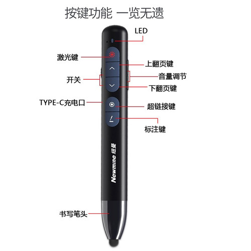 纽曼激光翻页笔画笔绿光教师大型会议指示液晶屏投影仪翻PPT控制