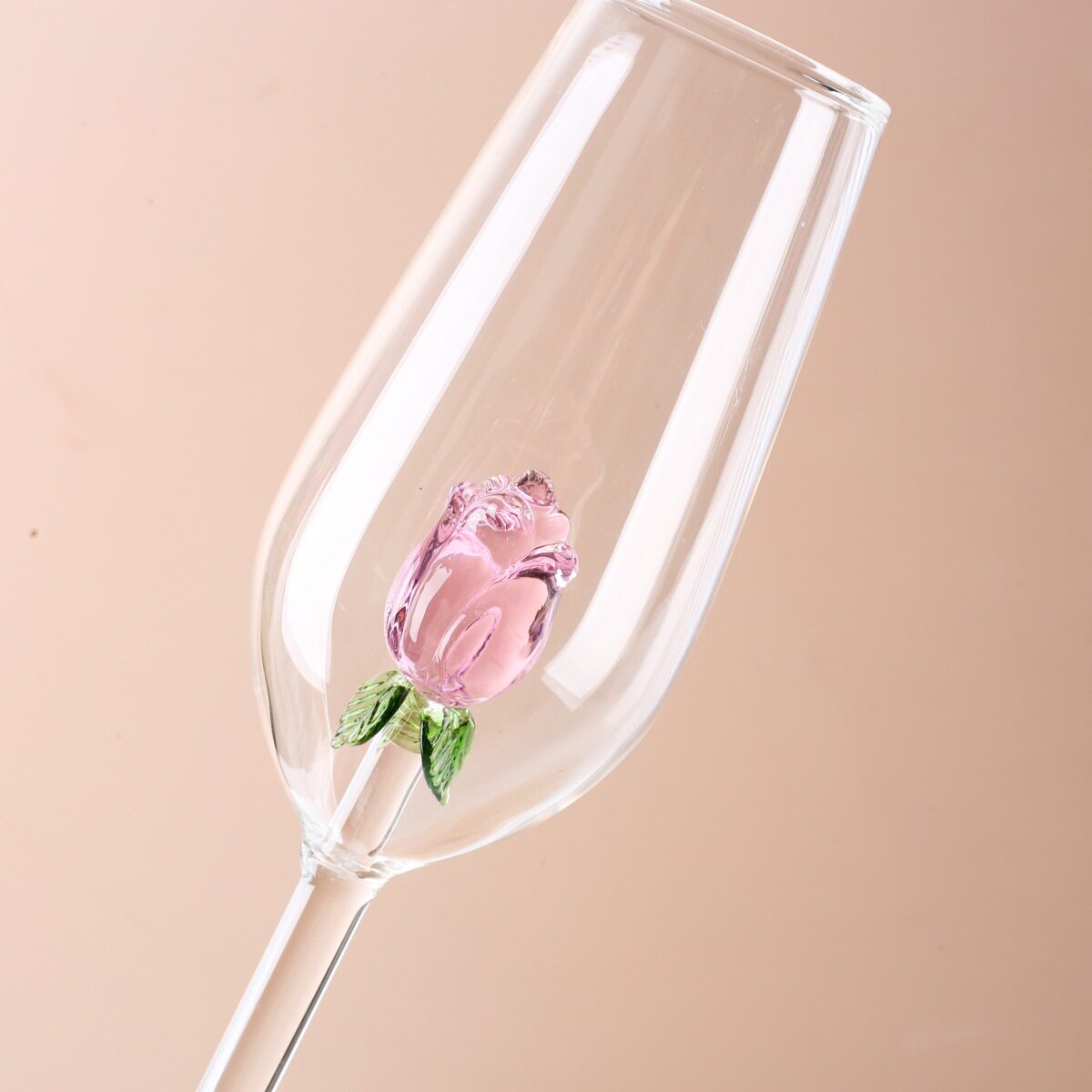 玻璃高脚杯玫瑰花红酒杯
