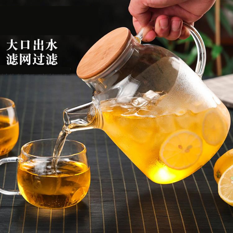 高硼硅玻璃凉水壶家用竹
