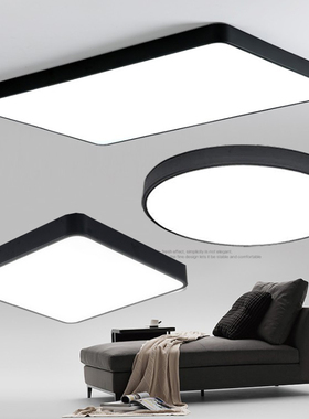 长方形客厅灯黑白简约现代LED卧室吸顶灯餐厅圆形阳台书房灯具