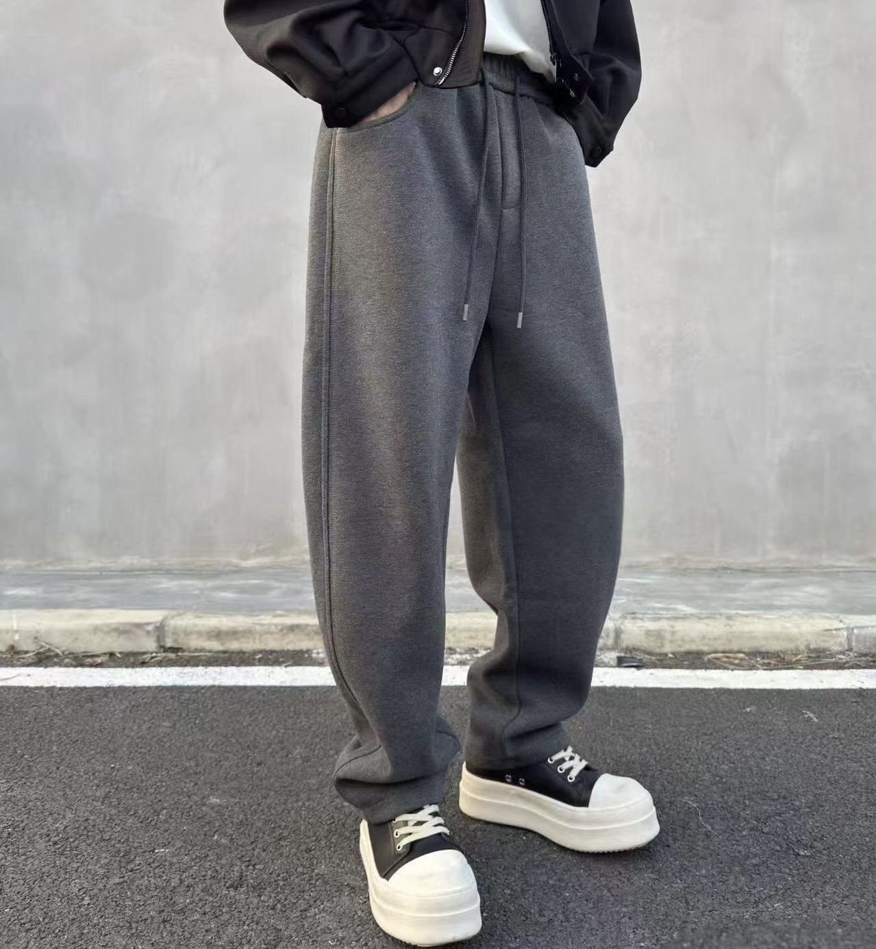 2025冬季新款时尚宽松直筒微收腿男士加绒休闲裤潮流韩版运动卫裤,男装,休闲裤,淘宝优惠券,粉丝福利购,淘宝优惠卷