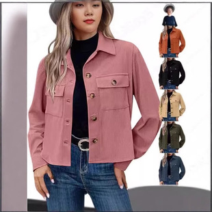 female Fashion Casual Short Jacket Tops Long Baseball coat衣