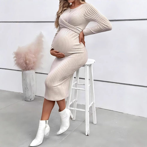 temperament slim fit maternity Dress long sleeved skirt lady