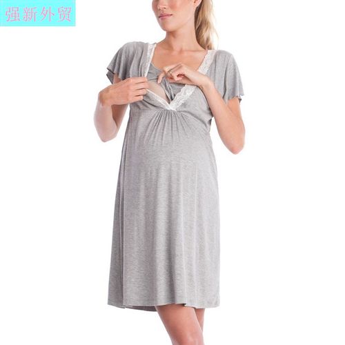 Women Pregnancy maternity Sleepwear Nursing Pregnant Dress