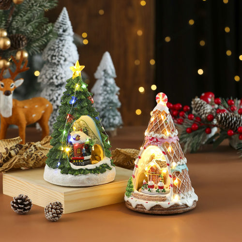 Christmas Tree Gift Rotating Train LED Music Box Night Light