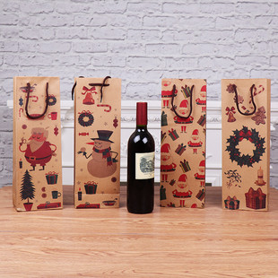 Christmas kraft paper bag red wine bag wine bottle bag酒瓶袋
