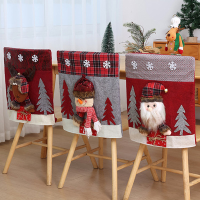 Christmas Santa Chair cover stool backrest decoration hat