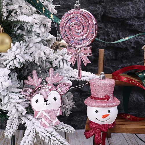 Cartoon Santa Claus snowman lollipop Christmas tree pendant