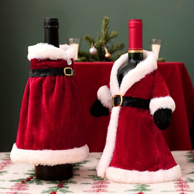 圣诞Festival table decorations dresses wine bottle cover hat