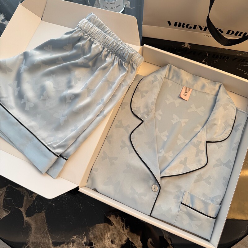 维家闺密真丝月光绸睡衣女夏季薄款冰丝高级感短袖短裤家居服套装