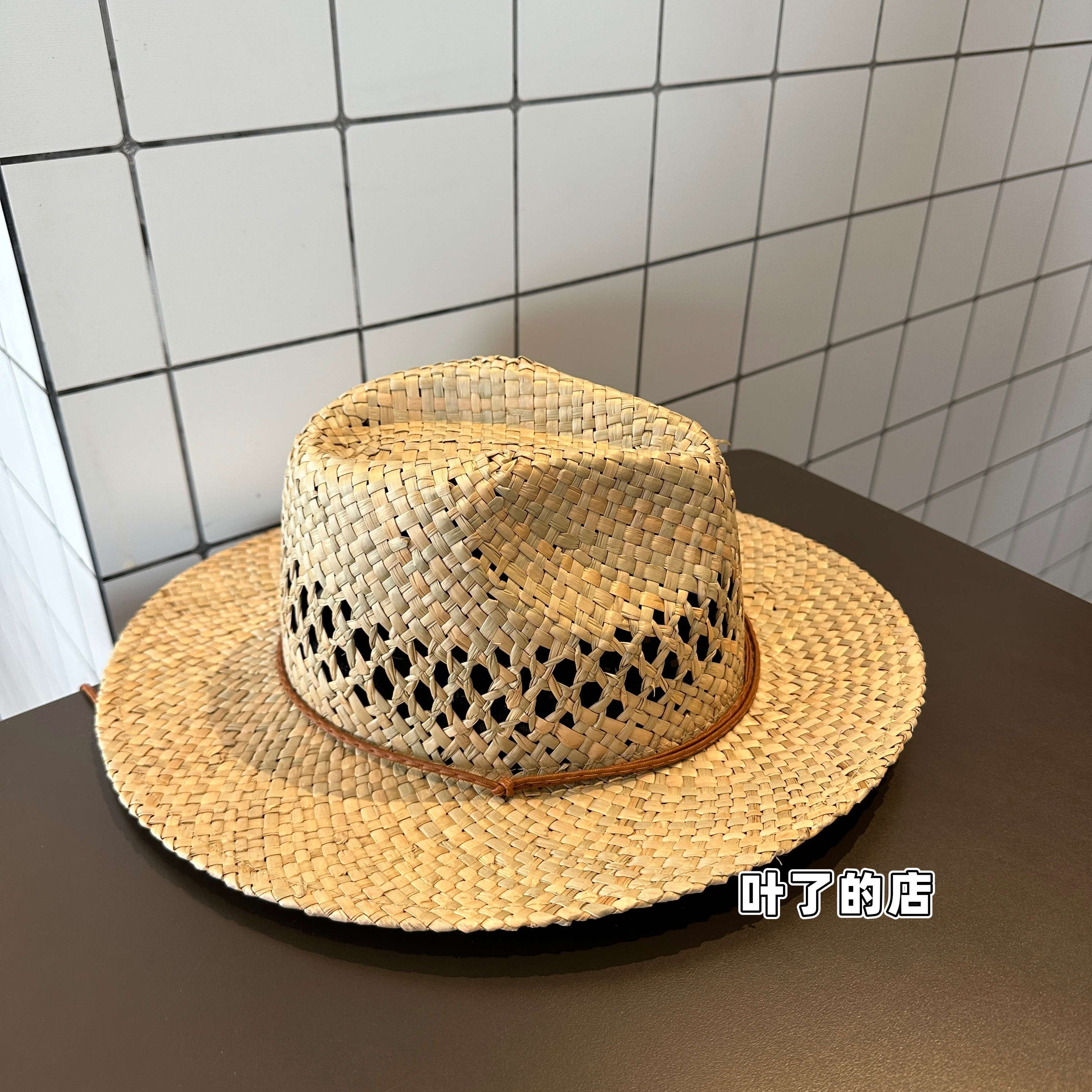 【设计款】手工水咸草爵士顶儿童草编帽夏田园风防晒大帽檐度假风