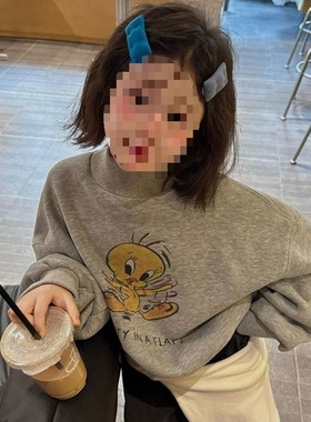 女童韩版休闲宽松卡通半高领休闲上衣中大童日常穿搭卫衣0075A324