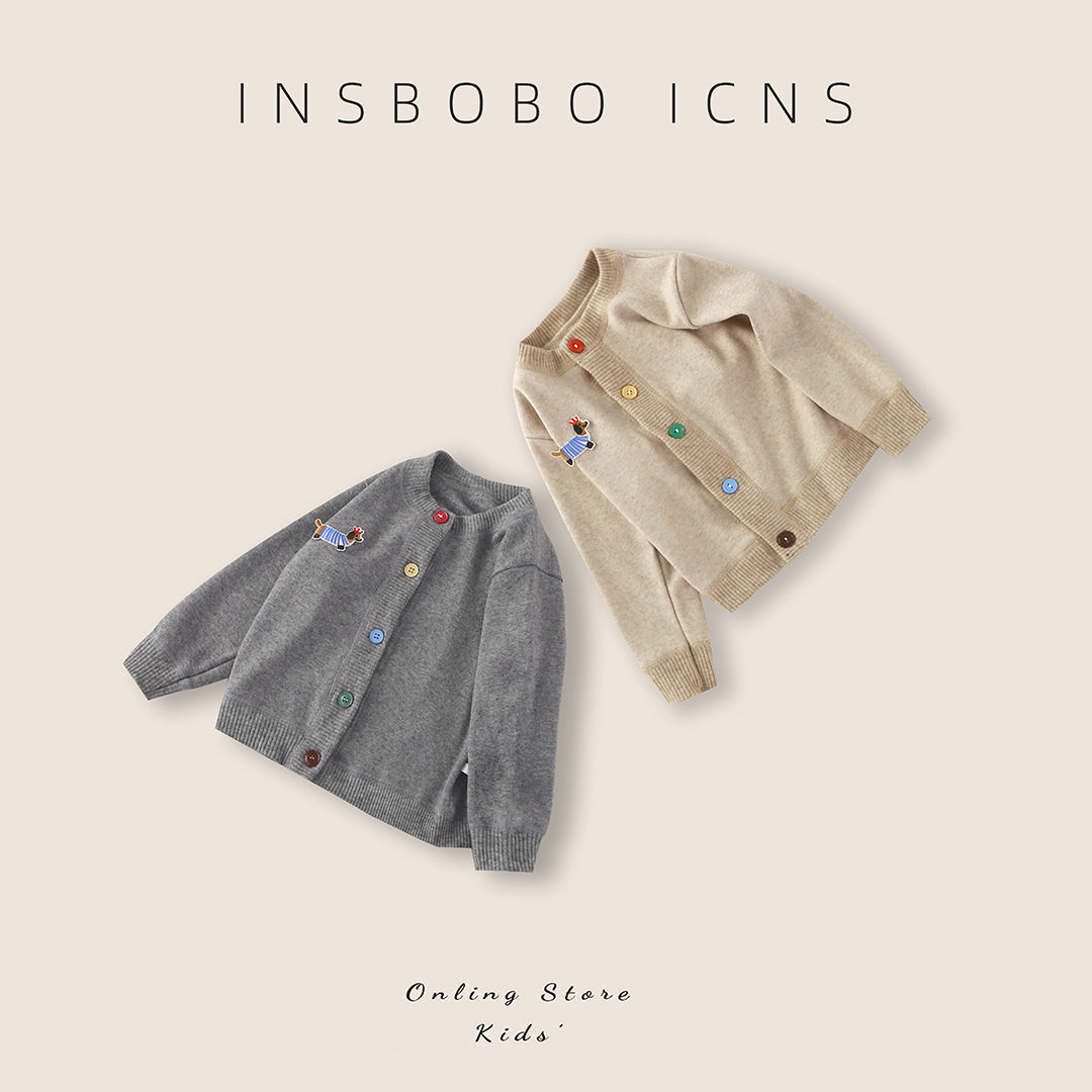 韩国童装2025春季新款甜美奶蓝色毛衣男女童可爱拼