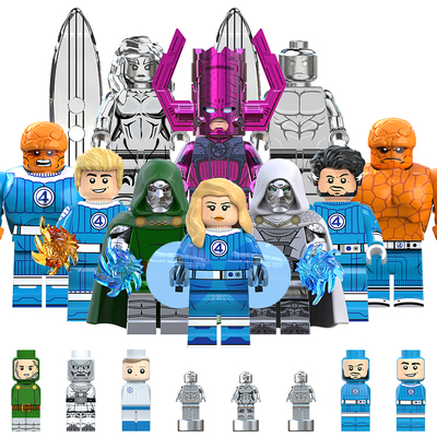 漫威神奇四侠毁灭博士银影女侠石头人适积木玩具适配乐高拼装人仔