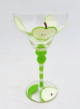 贝璃手绘个性创意玛格丽特杯彩绘水晶玻璃杯红酒杯高脚杯装饰品