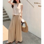 女夏新款 轻国风时尚 套装 上衣阔腿裤 高级感气质显瘦两件套 盘扣无袖
