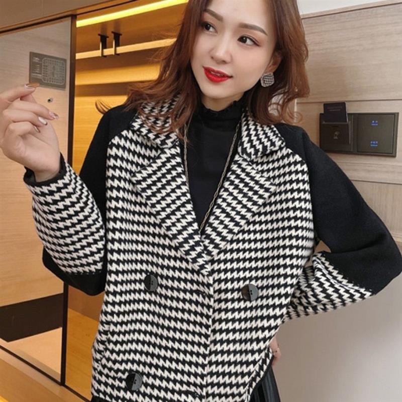 2025女外套秋冬季新款西装领加厚外穿针织开衫上衣女洋气韩版百搭