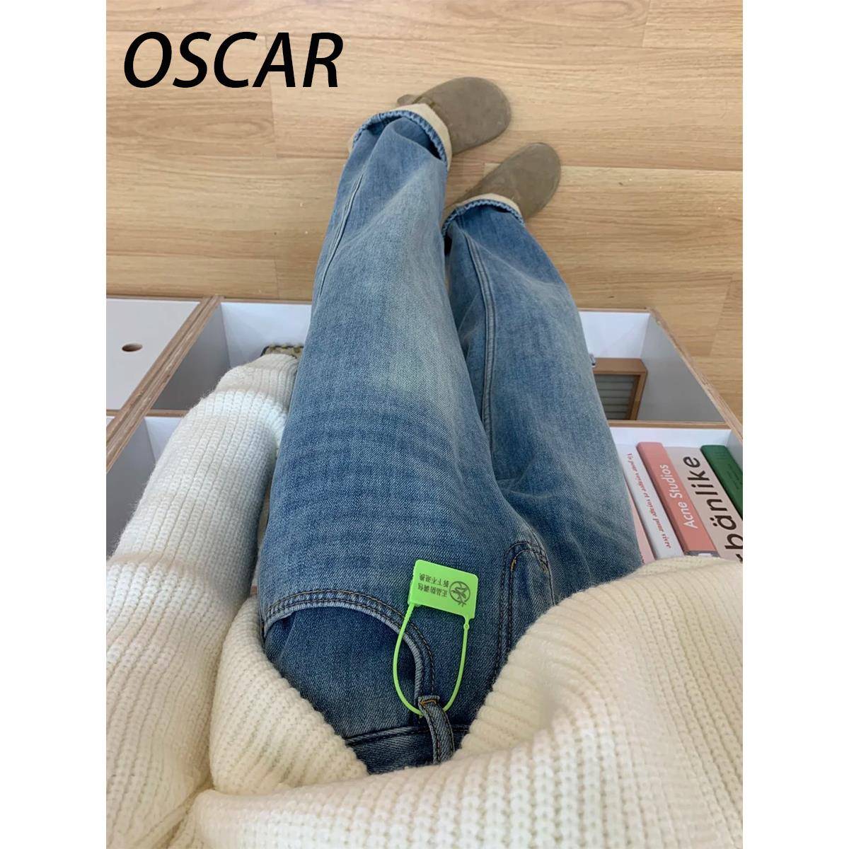 浅蓝色直筒加绒牛仔裤女2025秋冬新款高腰显瘦宽松梨形阔腿拖地裤