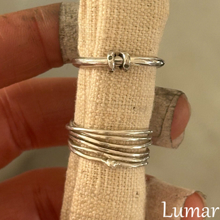 S925纯银极简风银色多层素圈戒指女2026新款爆款高级感叠戴食指戒