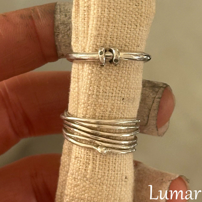 S925纯银极简风银色多层素圈戒指