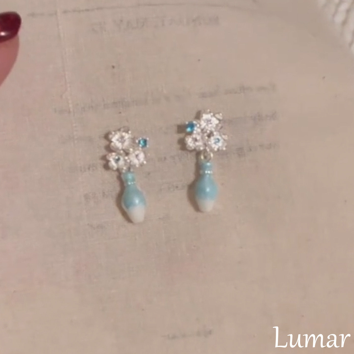 S925纯银新中式蓝色珐琅青花瓷瓶耳钉女高级感国风清冷感百搭耳饰