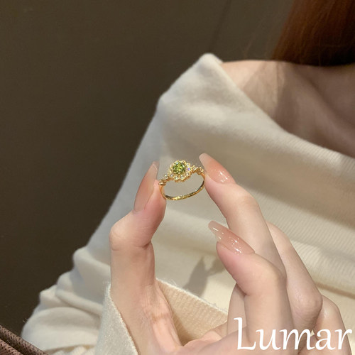 S925纯银绿钻太阳花戒指2025新款