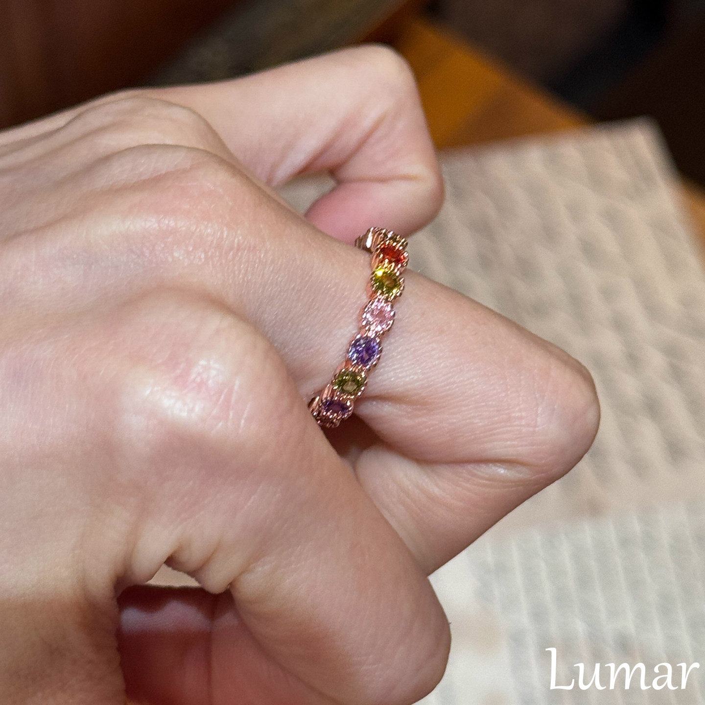 S925纯银彩色碧玺宝石戒指女轻奢高级感复古宫廷风食指戒开口尾戒