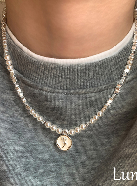 S925银碎银子玫瑰吊牌项链高级感