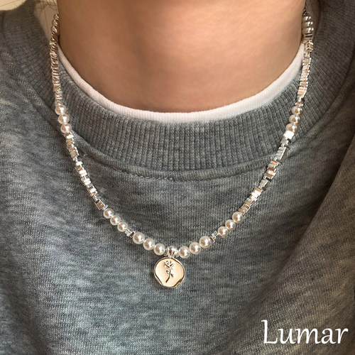 S925银碎银子玫瑰吊牌项链高级感