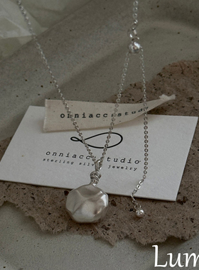 S925纯银磨砂锤纹水壶吊坠项链女