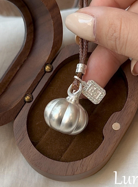 S925纯银招财纳福南瓜吊坠项链女