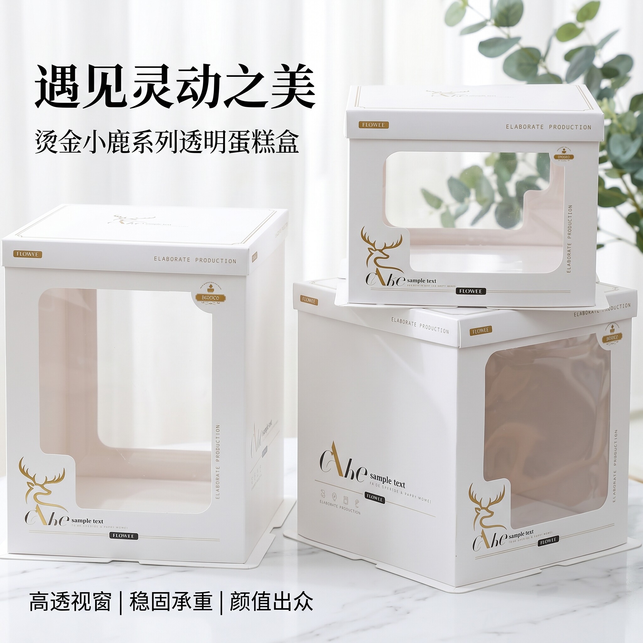 网红透明生日蛋糕盒子点心烘焙包装盒6 8 10寸双层加厚简约蛋糕盒