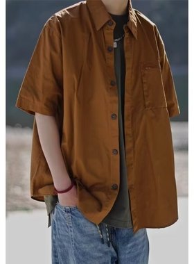 INFORMER原创日系男短袖夏季新潮流宽松山系机能工装衬衫半袖T恤