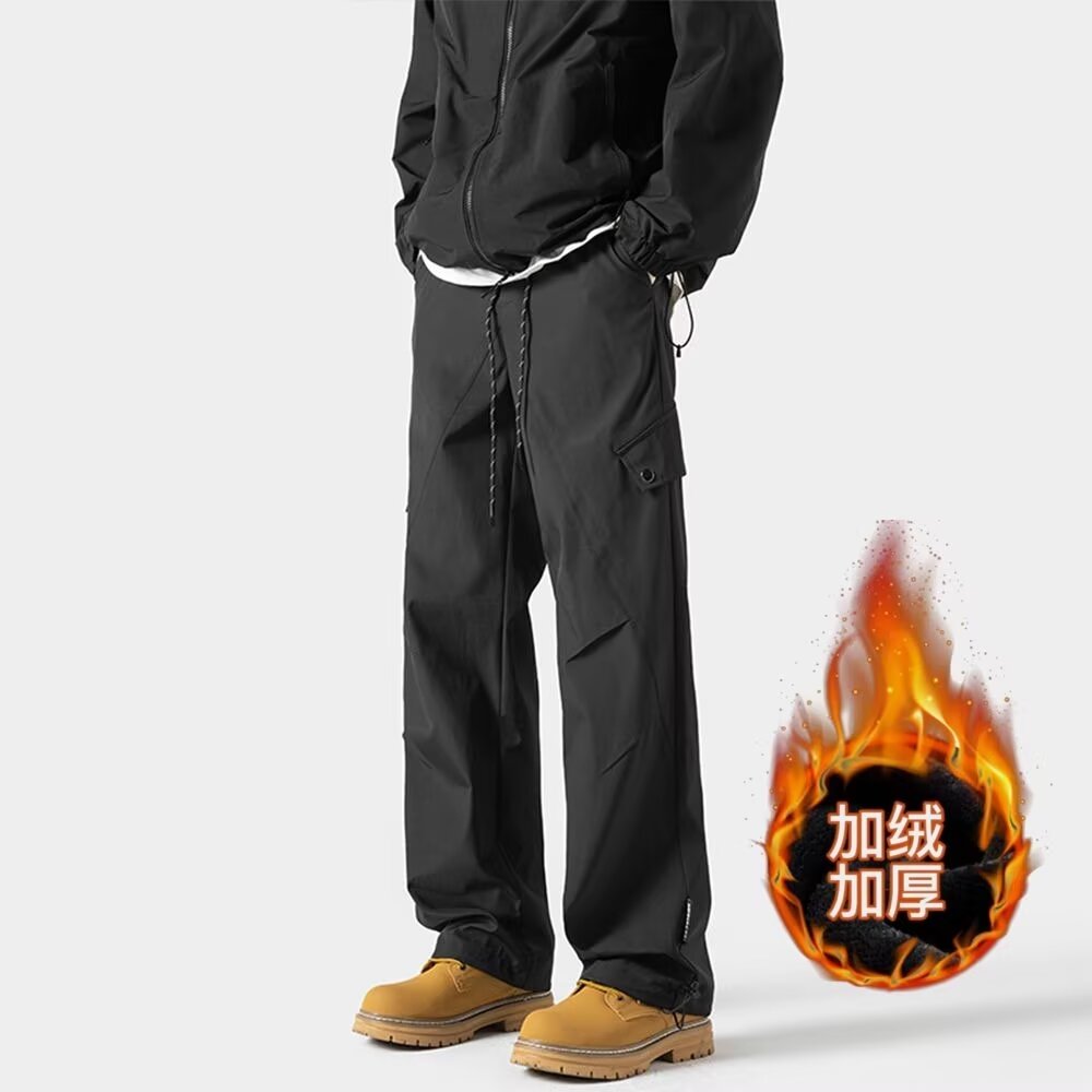 春保暖加绒加厚宽松男长裤工装裤