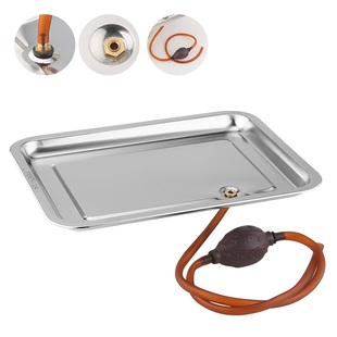 304加厚不锈钢茶托盘长方形带排水 茶桌茶台茶几接水盘嵌入式茶池