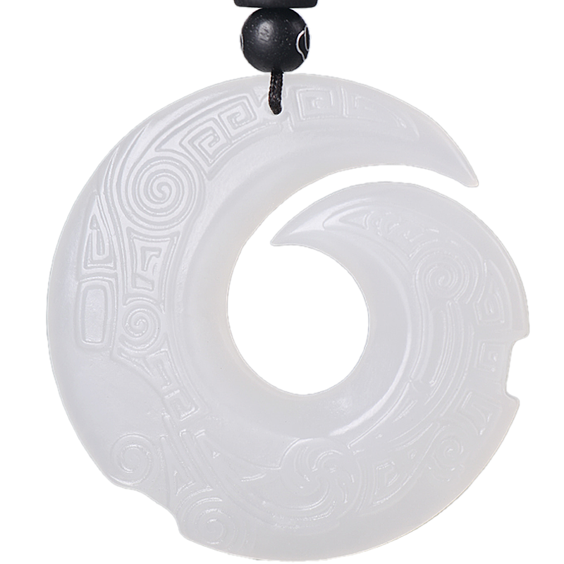 昆玉謠新疆和田玉羊脂玉平安扣時(shí)來(lái)運(yùn)轉(zhuǎn)吊墜玉石掛件男女款正品
