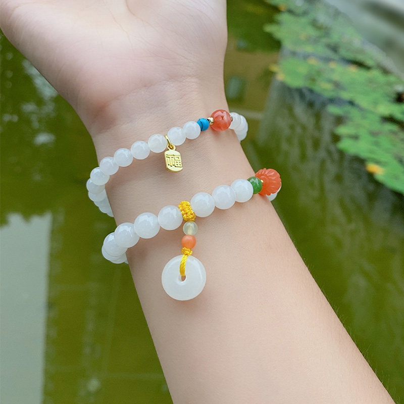 和田玉白玉羊脂玉糖玉平安扣玉石手链手串珠串女款天然正品轻奢,珠宝/钻石/翡翠,手饰,淘宝优惠券,粉丝福利购,淘宝优惠卷