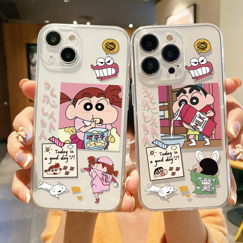 小米14蜡笔小新手机壳13情侣一对iqoo12/11新款opporeno11卡通k70k60k50可爱vivox100透明s18硅胶neo9pro适用