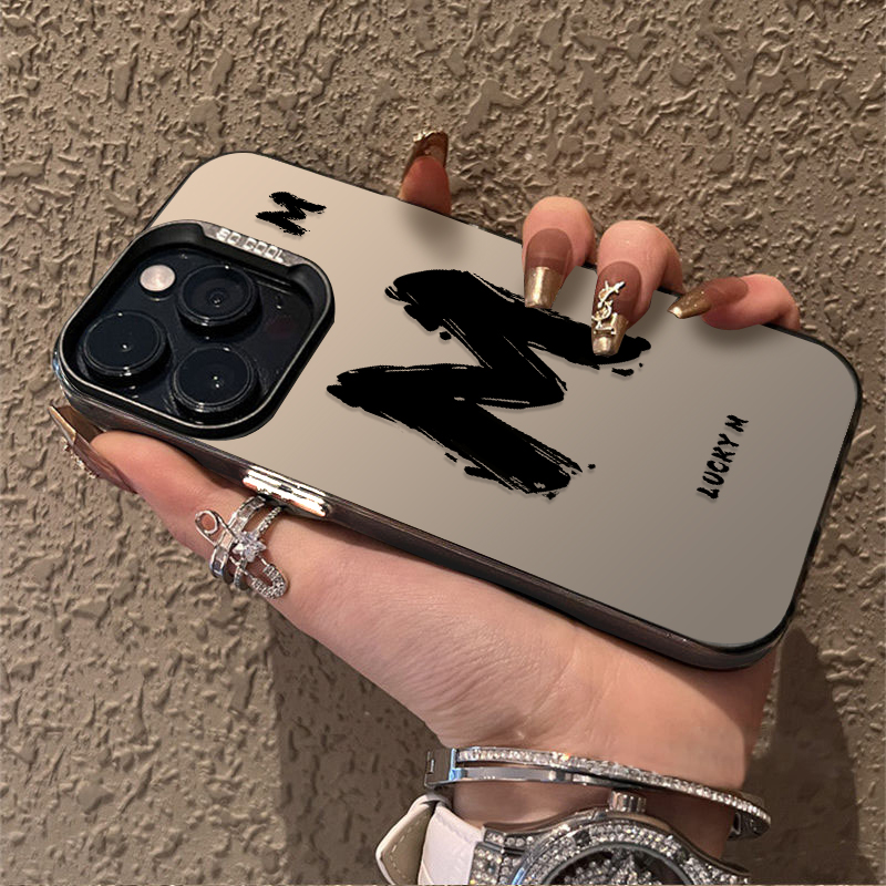 幸运字母适用苹果15手机壳新款iPhone14promax高级13潮牌ip12个性11pro防摔彩银xrxsmax男女生8plus款por7套