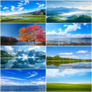 鱼缸背景贴纸新款水族箱造景装饰贴画蓝天白云壁纸缸外自粘贴定制