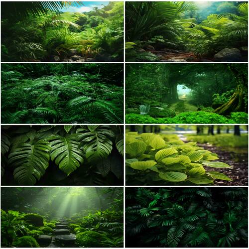 鱼缸背景贴画造景装饰壁画南美铁树叶植物贴纸定制水族箱外自粘贴