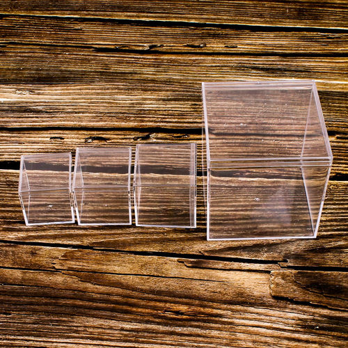 正方形透明盒ps硬塑料食品包装饲养斗鱼盒水晶泥盲品婚庆喜糖盒子