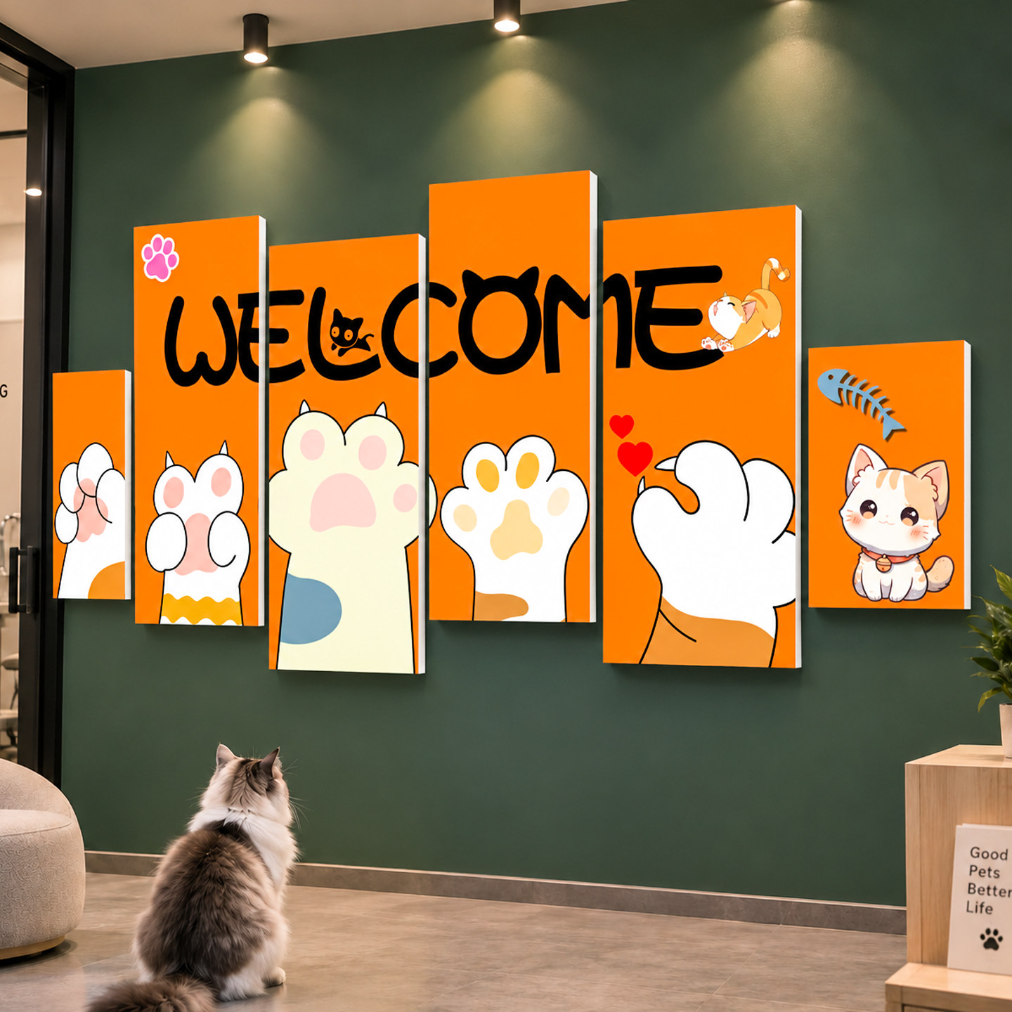 宠物店墙面装饰品撸猫馆咖啡店铺氛围布置网红打卡背景形象墙贴画
