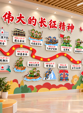【长征精神红色主题文化墙贴】
