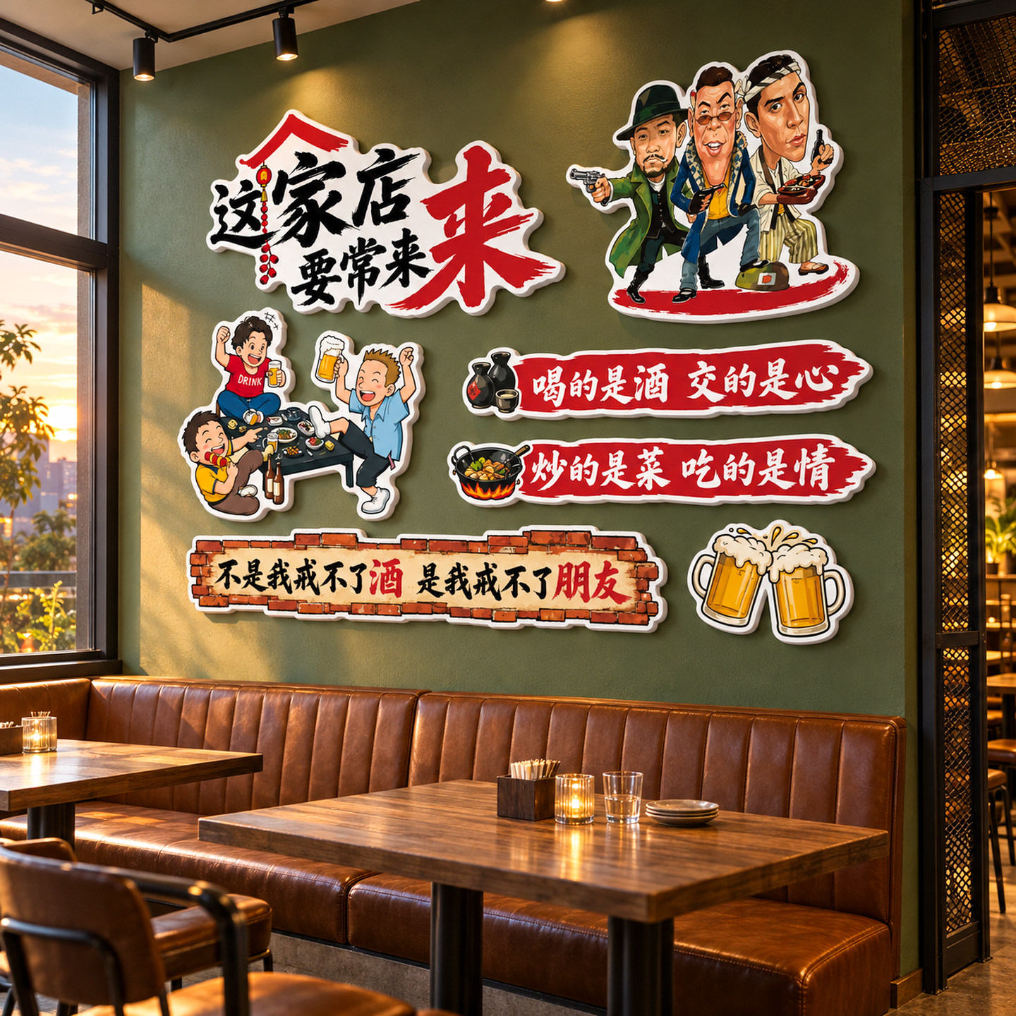 【网红餐饮店装饰】创意海报墙贴