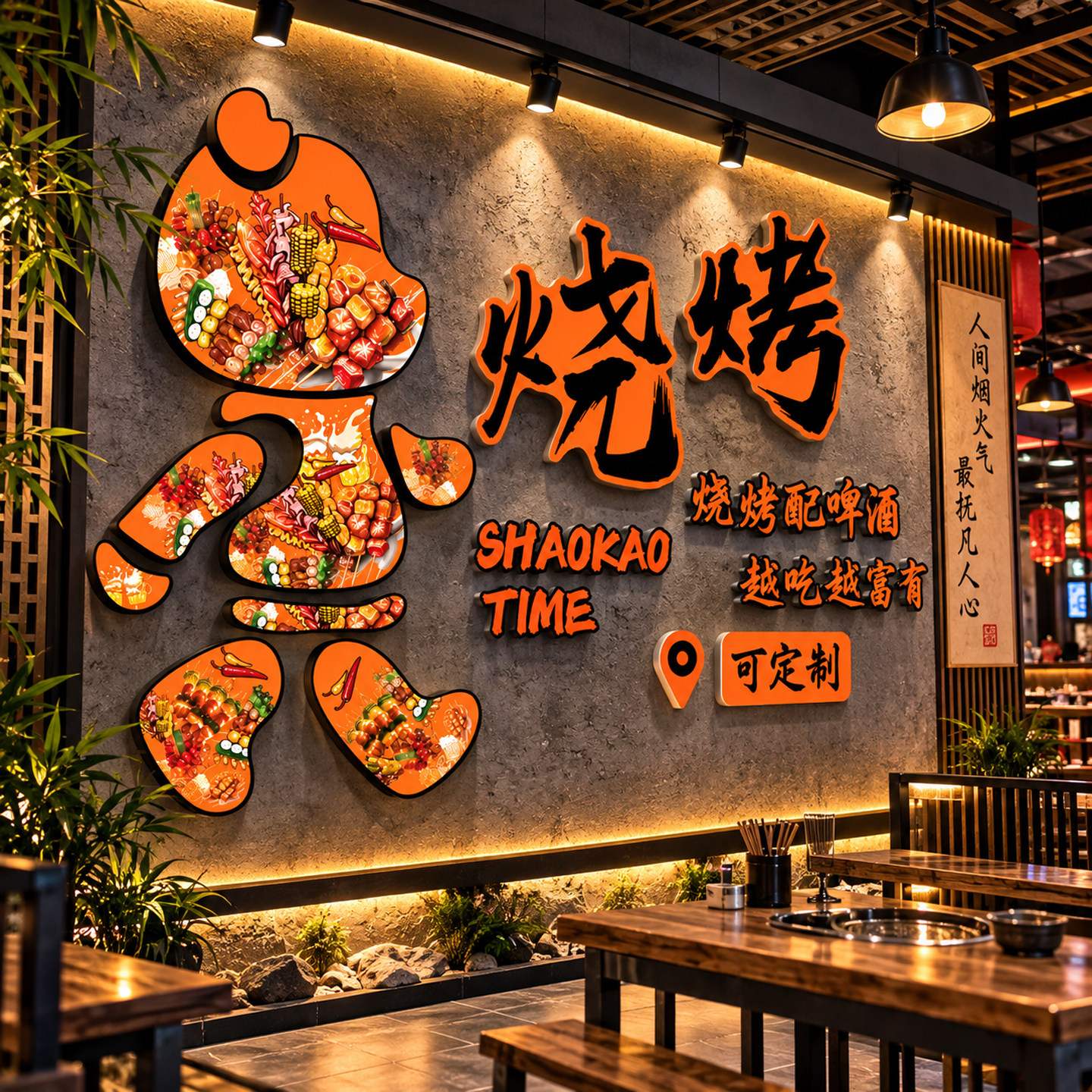 【打卡重庆火锅烧烤店氛围标语】