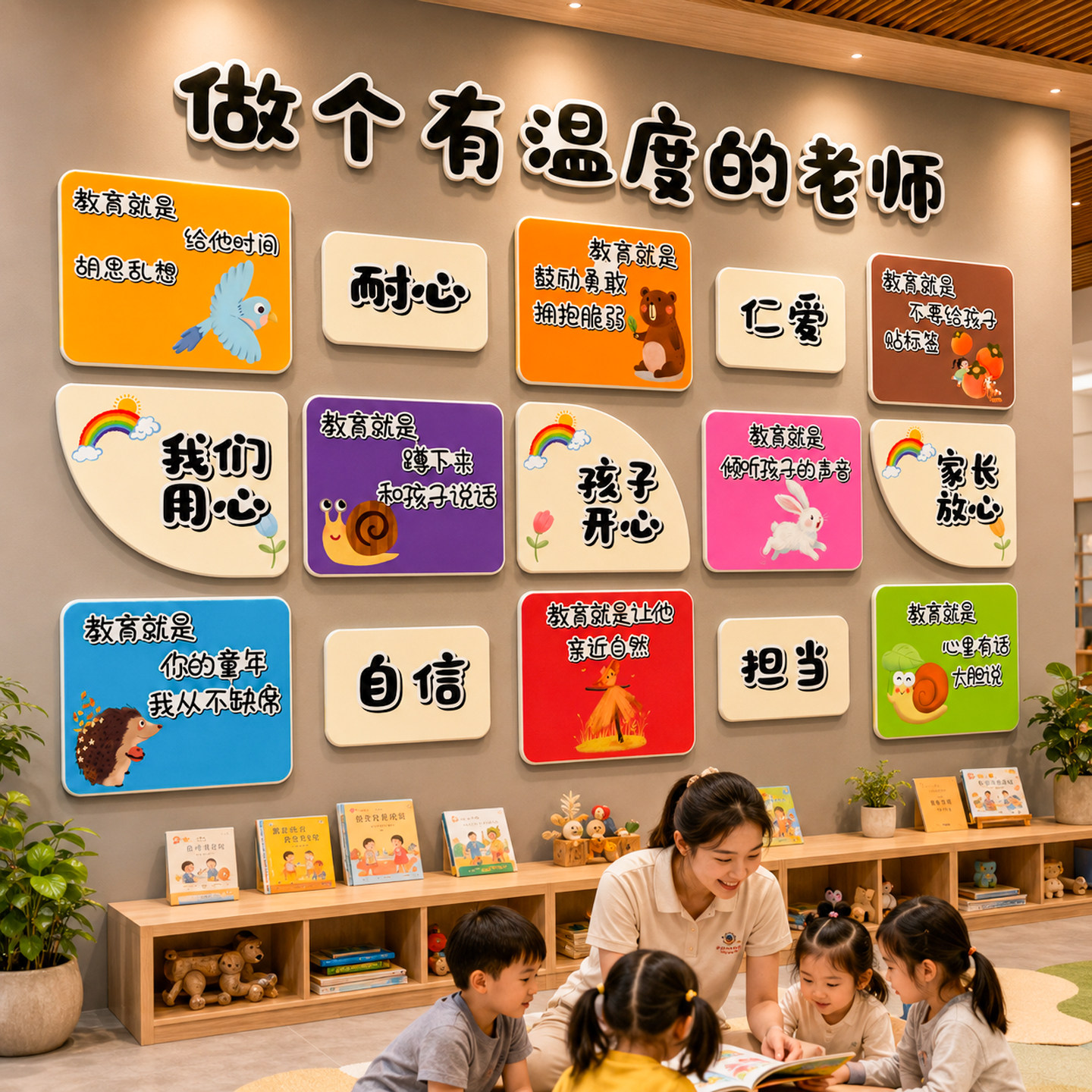 幼儿园文化墙面装饰午托管班培训机构中心形象环创主题成品墙贴画