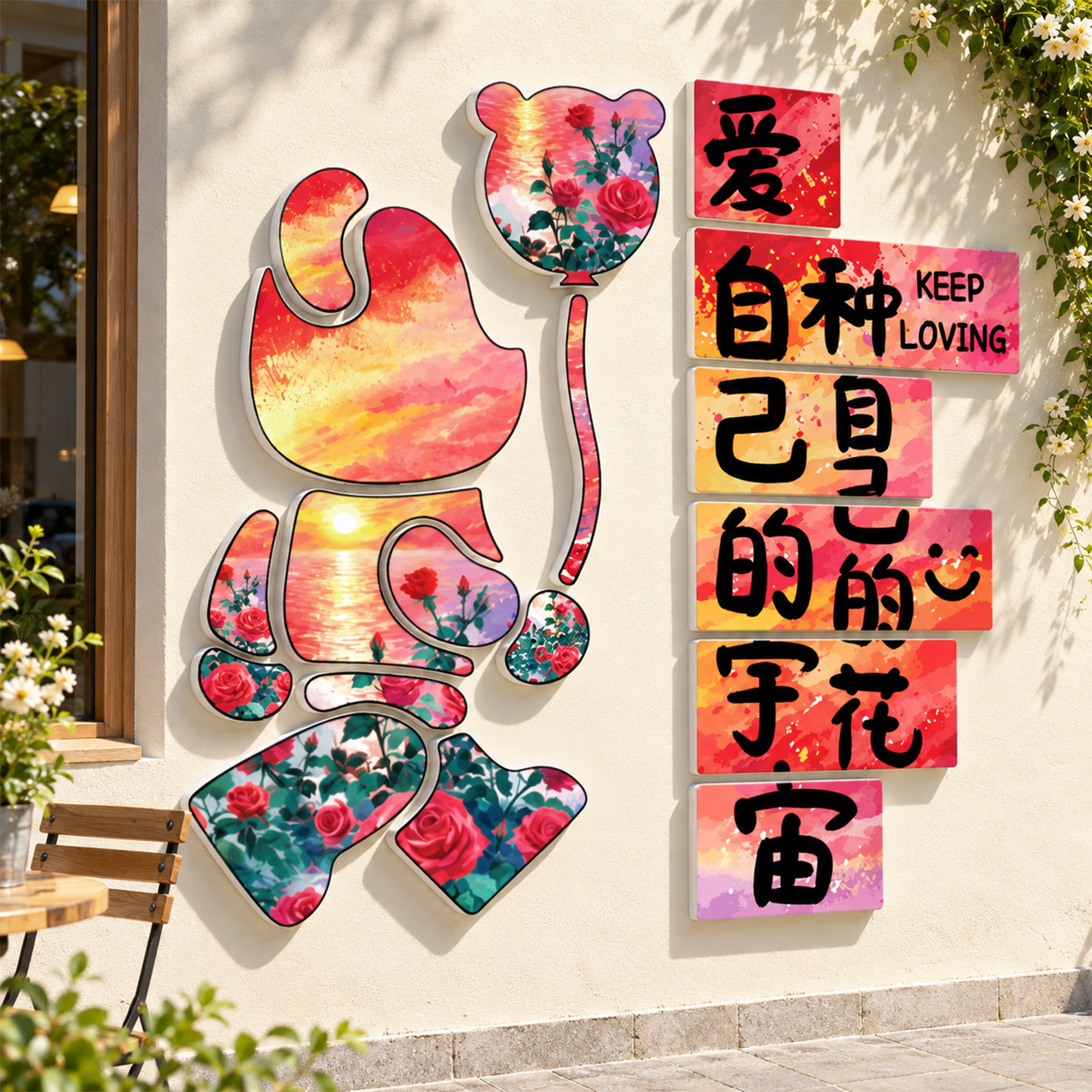 【网红打卡花墙面装饰】暴力熊