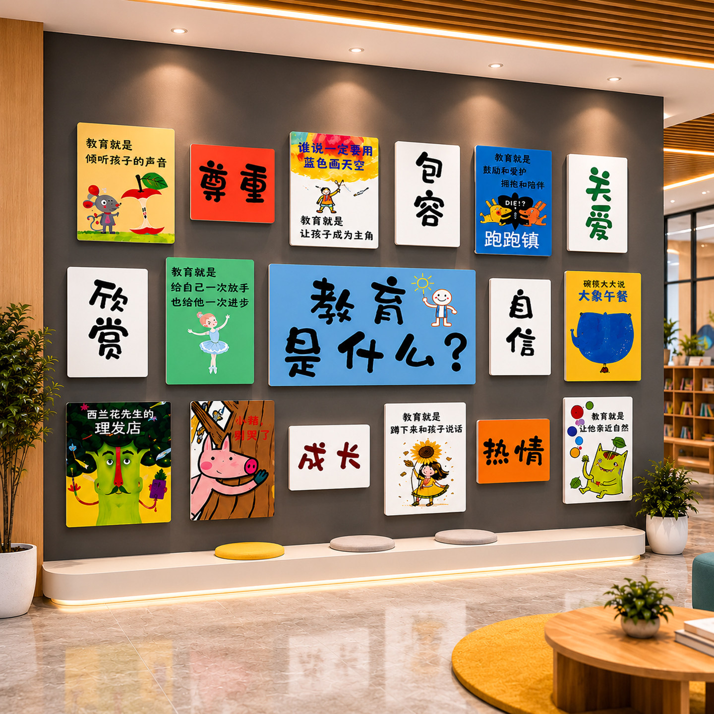 午托管班中心文化墙贴幼儿园环创主题成品布置教育培训机构形象墙