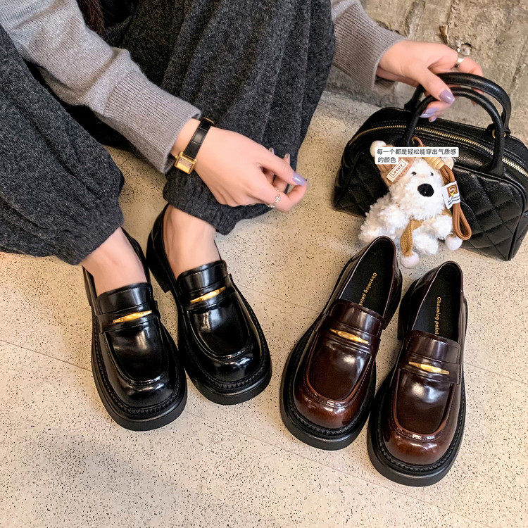 圆头粗跟胶粘工艺羊皮乐福鞋乐福鞋（豆豆鞋）,女鞋,乐福鞋（豆豆鞋）,淘宝优惠券,粉丝福利购,淘宝优惠卷